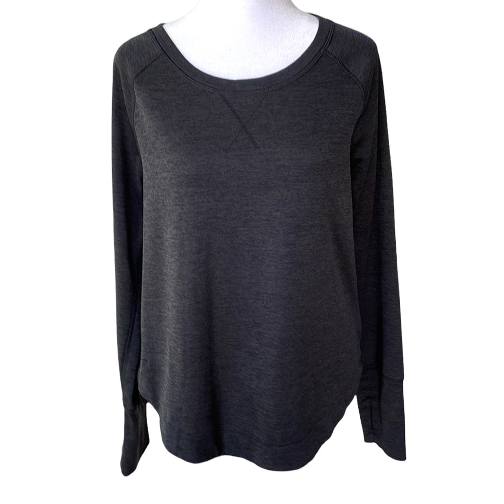 Champion Duo Dry Heather Charcoal Black Scoop Neck Sweatshirt Size Small